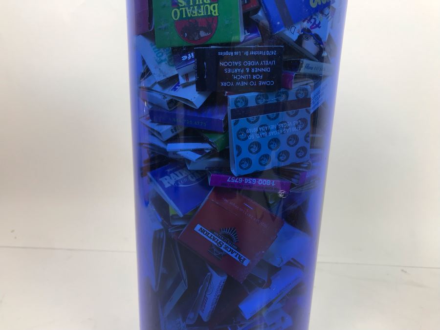 Scheurich West Germany Cermaic Pot And Blue Glass Vase Filled With Las Vegas Matches Vegas Matchbook Collection [Photo 18]