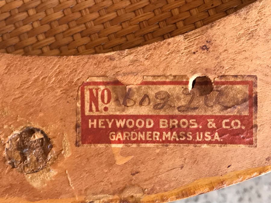 Antique 1871 Early Heywood Bros. & Co. (Now Heywood Wakefield) Ornate Wicker High Back Chair - Cane Seat Needs Repair [Photo 15]