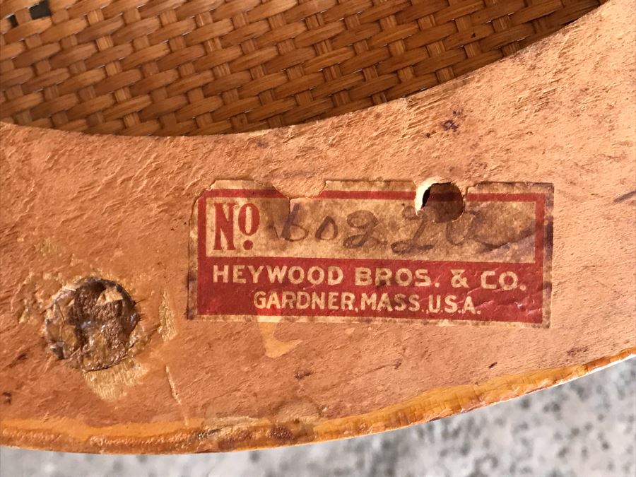 Antique 1871 Early Heywood Bros. & Co. (Now Heywood Wakefield) Ornate Wicker High Back Chair - Cane Seat Needs Repair [Photo 14]