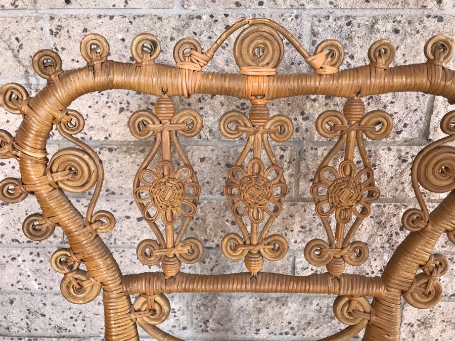 Antique 1871 Early Heywood Bros. & Co. (Now Heywood Wakefield) Ornate Wicker High Back Chair - Cane Seat Needs Repair [Photo 11]