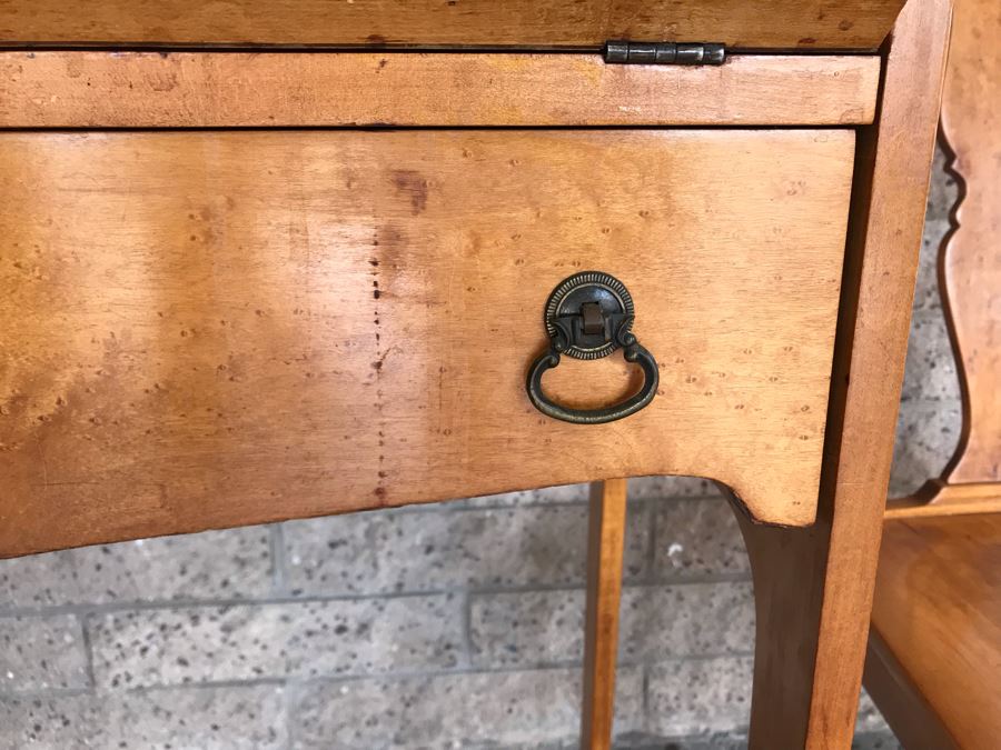 Antique Birdseye Maple Secretary Desk With Chair [Photo 12]