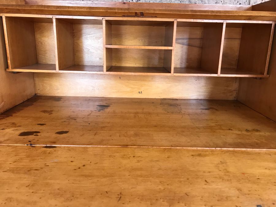 Antique Birdseye Maple Secretary Desk With Chair [Photo 16]