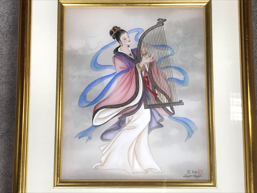 Original Chinese Signed Lucy Wang 3-Dimensional Watercolor On Silk Painting 22' X 24' Retails Over $2,000 [Photo 2]