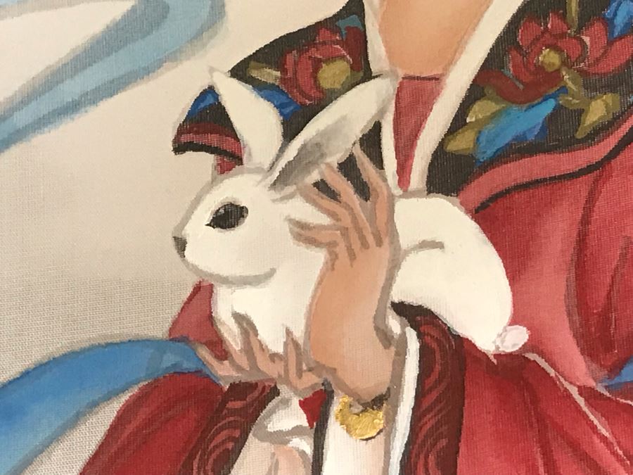 Original Chinese Signed Lucy Wang 3-Dimensional Watercolor On Silk Painting 22' X 24' Retails Over $2,000 [Photo 5]