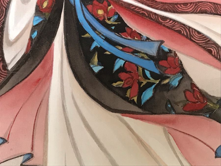 Original Chinese Signed Lucy Wang 3-Dimensional Watercolor On Silk Painting 22' X 24' Retails Over $2,000 [Photo 7]