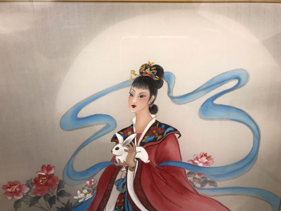 Original Chinese Signed Lucy Wang 3-Dimensional Watercolor On Silk Painting 22' X 24' Retails Over $2,000 [Photo 8]