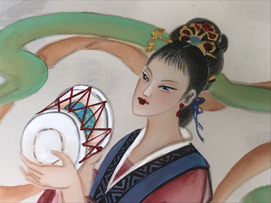 Original Chinese Signed Lucy Wang 3-Dimensional Watercolor On Silk Painting 22' X 24' Retails Over $2,000 [Photo 4]