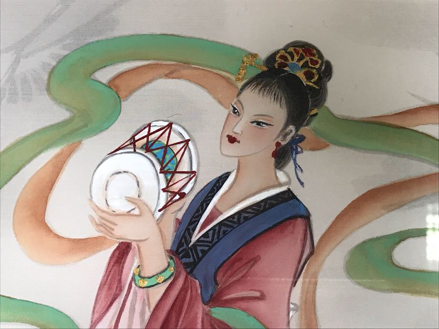 Original Chinese Signed Lucy Wang 3-Dimensional Watercolor On Silk Painting 22' X 24' Retails Over $2,000 [Photo 3]