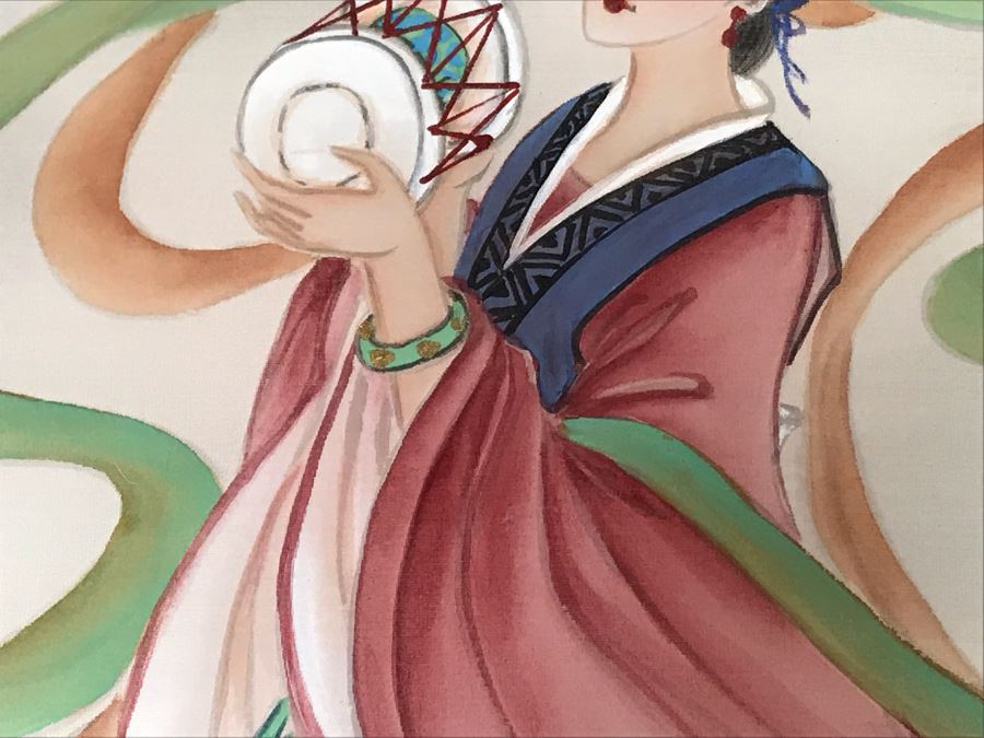 Original Chinese Signed Lucy Wang 3-Dimensional Watercolor On Silk Painting 22' X 24' Retails Over $2,000 [Photo 5]