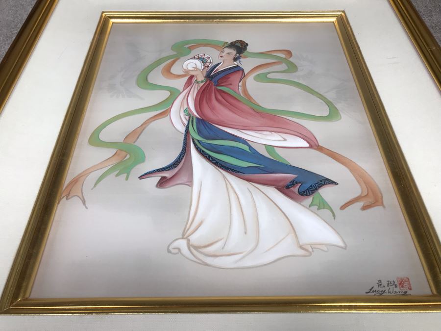 Original Chinese Signed Lucy Wang 3-Dimensional Watercolor On Silk Painting 22' X 24' Retails Over $2,000 [Photo 11]