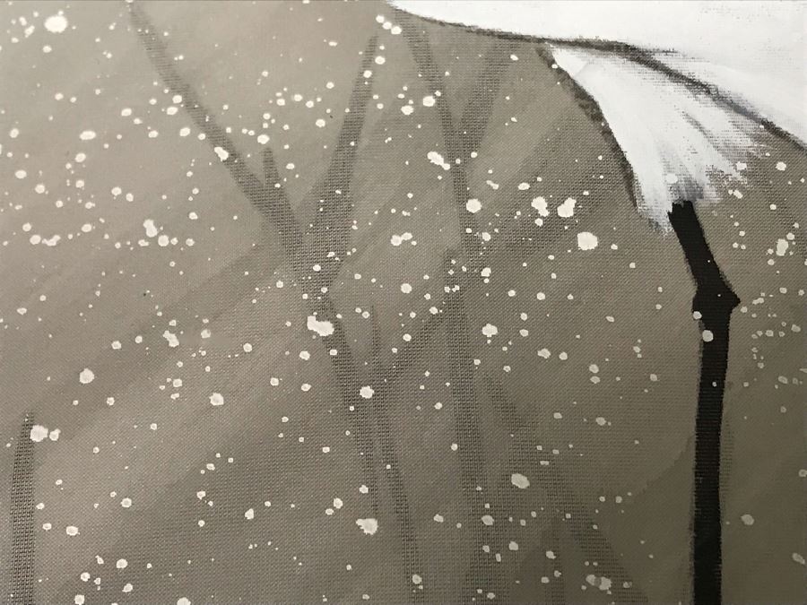 Original Chinese Signed Lucy Wang 3-Dimensional Watercolor On Silk Painting Dancing Red Crowned Cranes 27' X 27' Retails $2,600 [Photo 14]