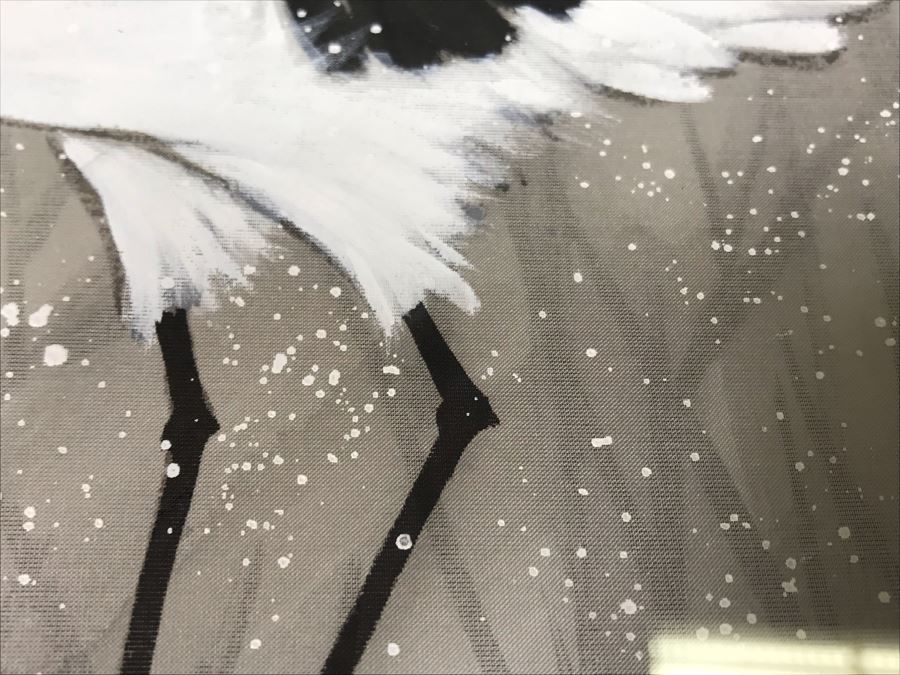 Original Chinese Signed Lucy Wang 3-Dimensional Watercolor On Silk Painting Dancing Red Crowned Cranes 27' X 27' Retails $2,600 [Photo 13]