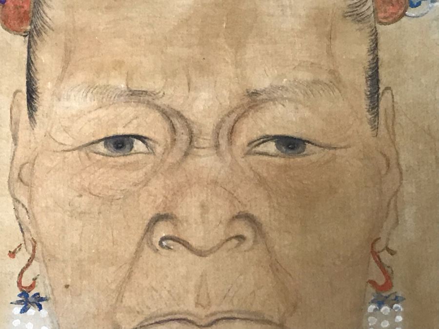 Pair Of Framed Antique Original Chinese Ancestor Scrolls Paintings Ancestral Portraits Man Is 30' X 50' [Photo 36]