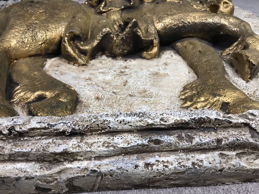 Large Embossed Fiberglass Wall Sculpture With Gilded Horse [Photo 5]