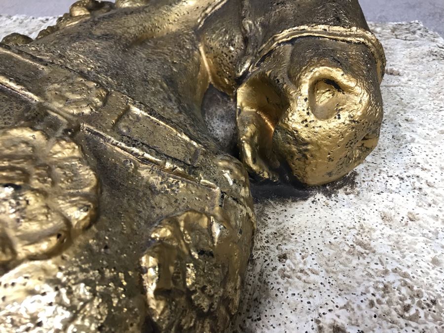 Large Embossed Fiberglass Wall Sculpture With Gilded Horse [Photo 11]