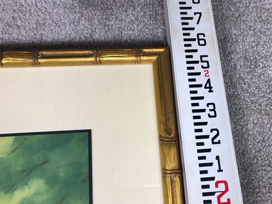 Pair Of Original Asian Paintings In Gilded Wooden Bamboo Motif Frames 22' X 30' [Photo 19]