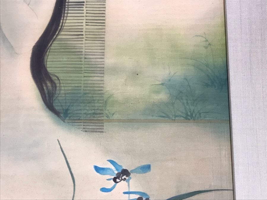 Pair Of Original Asian Paintings In Gilded Wooden Bamboo Motif Frames 22' X 30' [Photo 6]