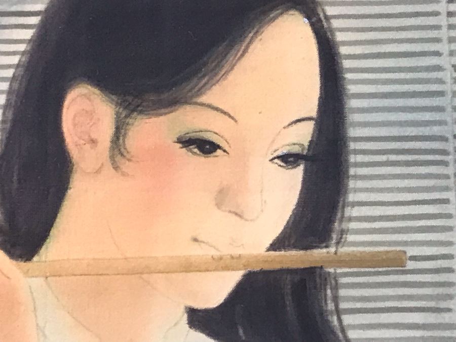 Pair Of Original Asian Paintings In Gilded Wooden Bamboo Motif Frames 22' X 30' [Photo 5]