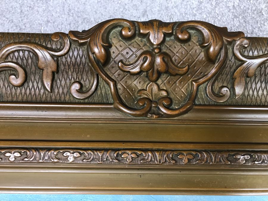 Original Antique Plein Air Oil Painting In Antique Frame By F. M. McCombs 32' X 24' [Photo 13]