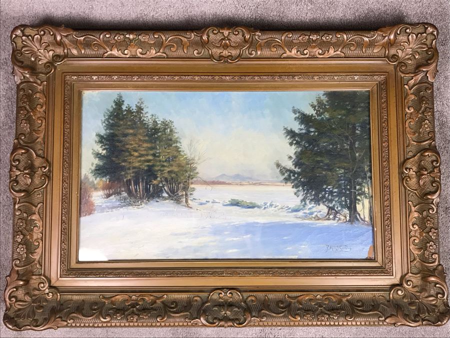Original Antique Plein Air Oil Painting In Antique Frame By F. M. McCombs 32' X 24' [Photo 3]