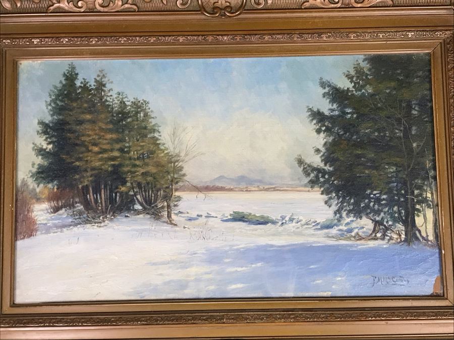 Original Antique Plein Air Oil Painting In Antique Frame By F. M. McCombs 32' X 24' [Photo 4]