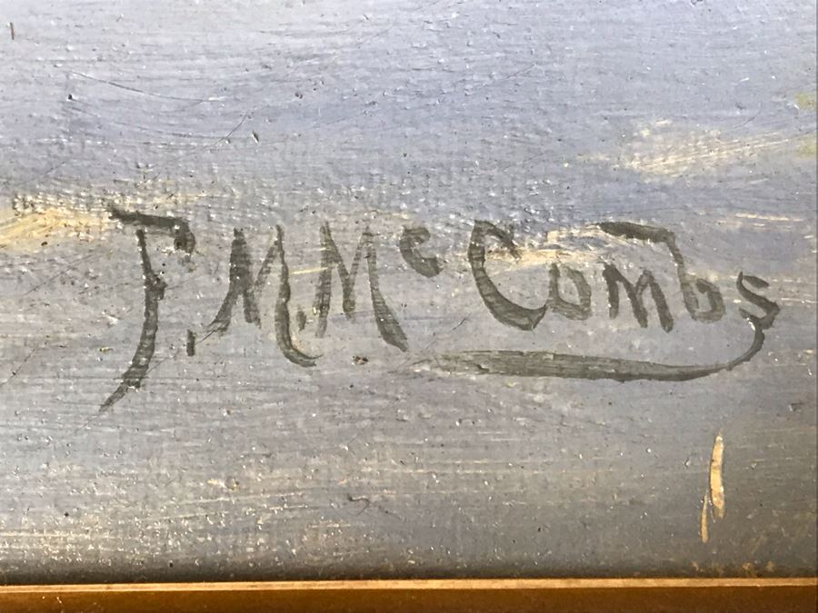 Original Antique Plein Air Oil Painting In Antique Frame By F. M. McCombs 32' X 24' [Photo 11]