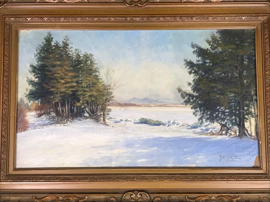Original Antique Plein Air Oil Painting In Antique Frame By F. M. McCombs 32' X 24' [Photo 5]
