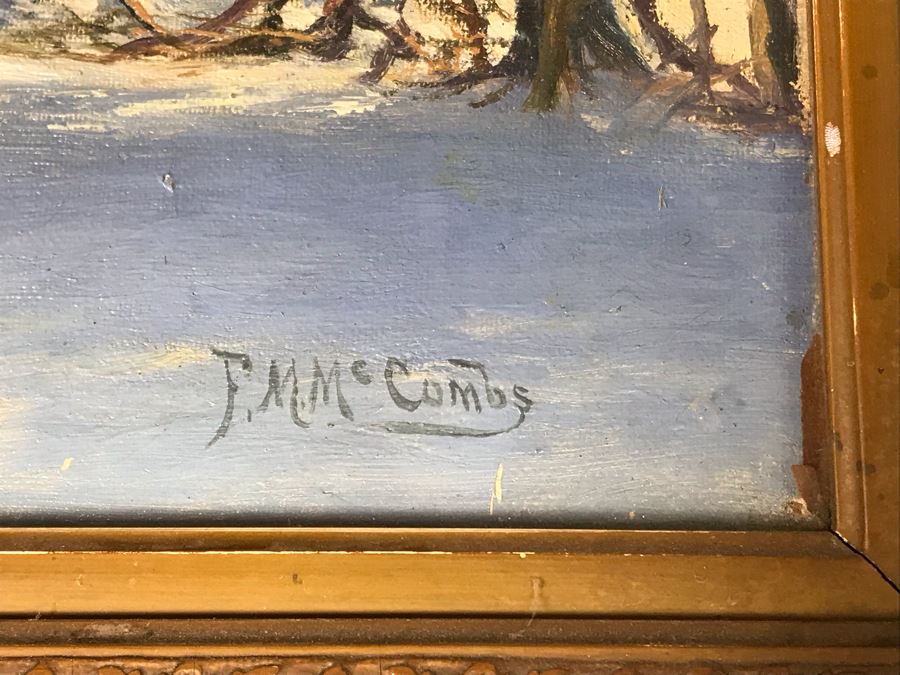 Original Antique Plein Air Oil Painting In Antique Frame By F. M. McCombs 32' X 24' [Photo 19]