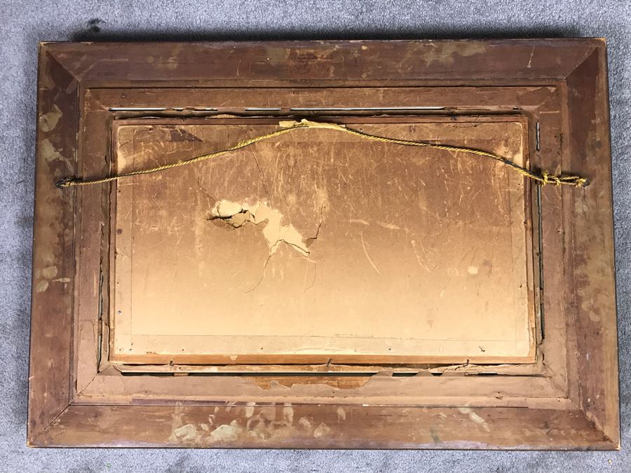 Original Antique Plein Air Oil Painting In Antique Frame By F. M. McCombs 32' X 24' [Photo 20]