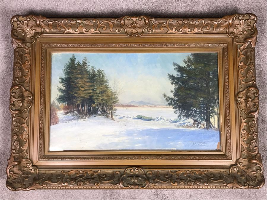 Original Antique Plein Air Oil Painting In Antique Frame By F. M. McCombs 32' X 24' [Photo 2]
