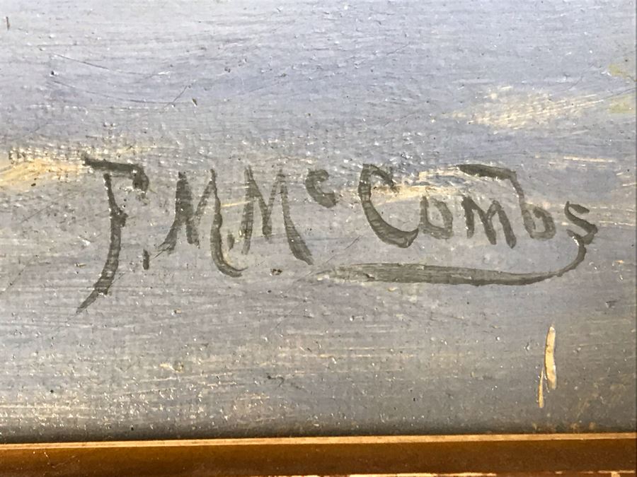 Original Antique Plein Air Oil Painting In Antique Frame By F. M. McCombs 32' X 24' [Photo 12]