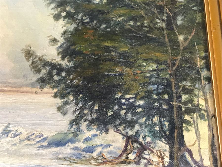 Original Antique Plein Air Oil Painting In Antique Frame By F. M. McCombs 32' X 24' [Photo 9]