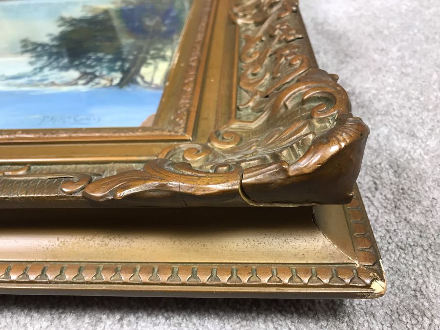 Original Antique Plein Air Oil Painting In Antique Frame By F. M. McCombs 32' X 24' [Photo 16]