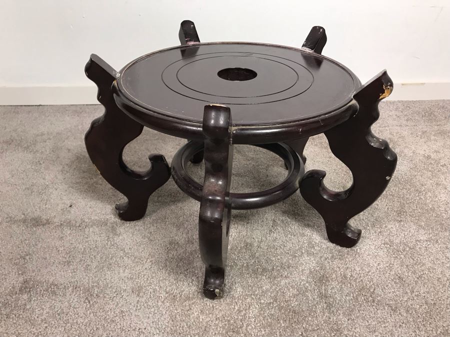 Large Chinese Vase Decorated With Birds And Flowers And Wooden Stand 4'6'H [Photo 15]