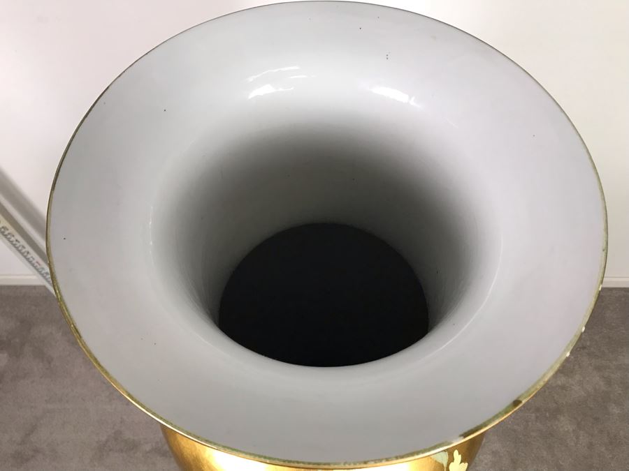 Large Chinese Vase Decorated With Birds And Flowers And Wooden Stand 4'6'H [Photo 14]