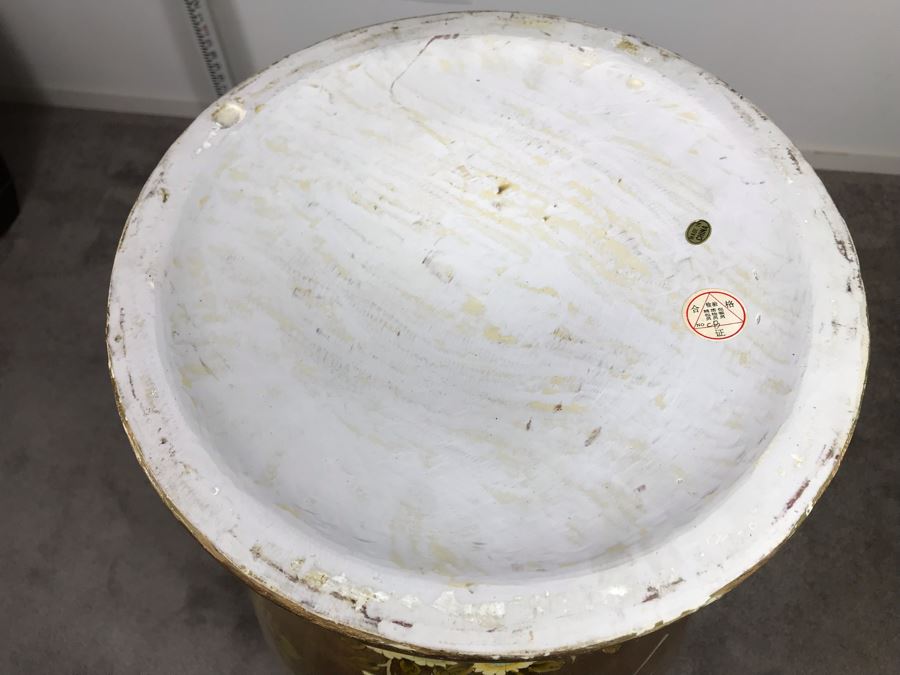 Large Chinese Vase Decorated With Birds And Flowers And Wooden Stand 4'6'H [Photo 16]