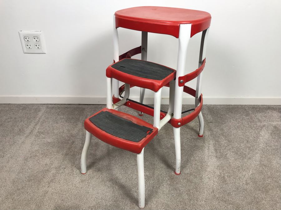 Vintage Mid-Century Metal Folding Step Stool [Photo 4]