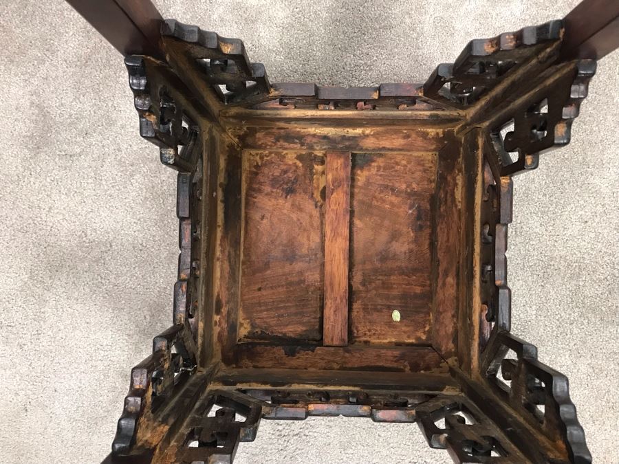 Chinese Rosewood Stand Side Table With Marble Top 37'H [Photo 11]