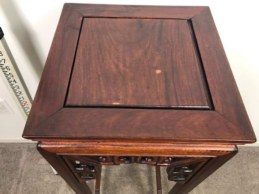 Chinese Rosewood Stand Side Table With Marble Top 37'H [Photo 7]