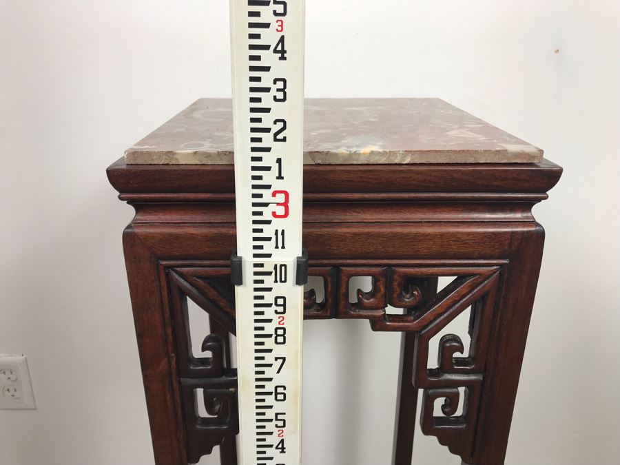 Chinese Rosewood Stand Side Table With Marble Top 37'H [Photo 10]