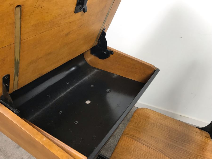 Vintage Children's School Desk Wood And Steel [Photo 6]