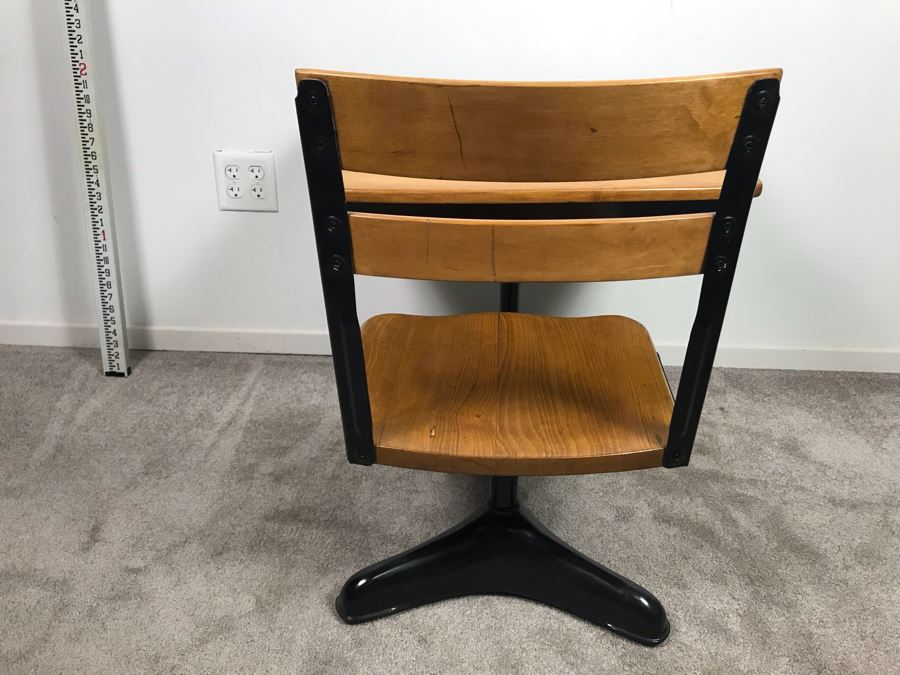 Vintage Children's School Desk Wood And Steel [Photo 11]