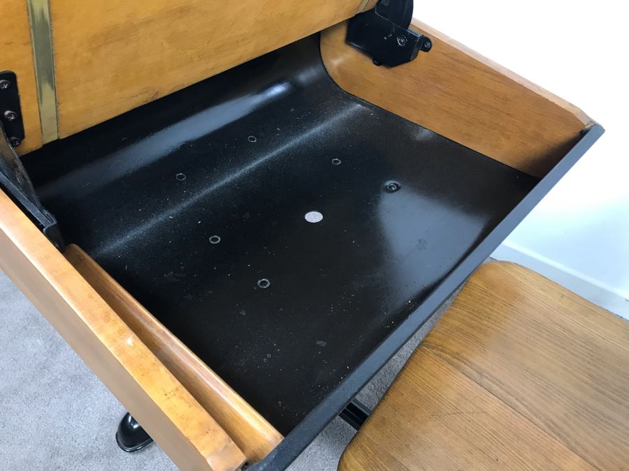Vintage Children's School Desk Wood And Steel [Photo 7]