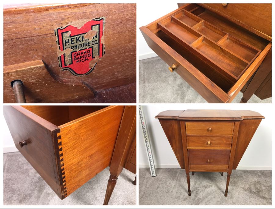 Stunning Antique Hekman Furniture Co Sewing Cabinet Grand Rapids Mi - Note Hinges On Top Side Doors Are Not Attached 30'W X 14'D X 29'H