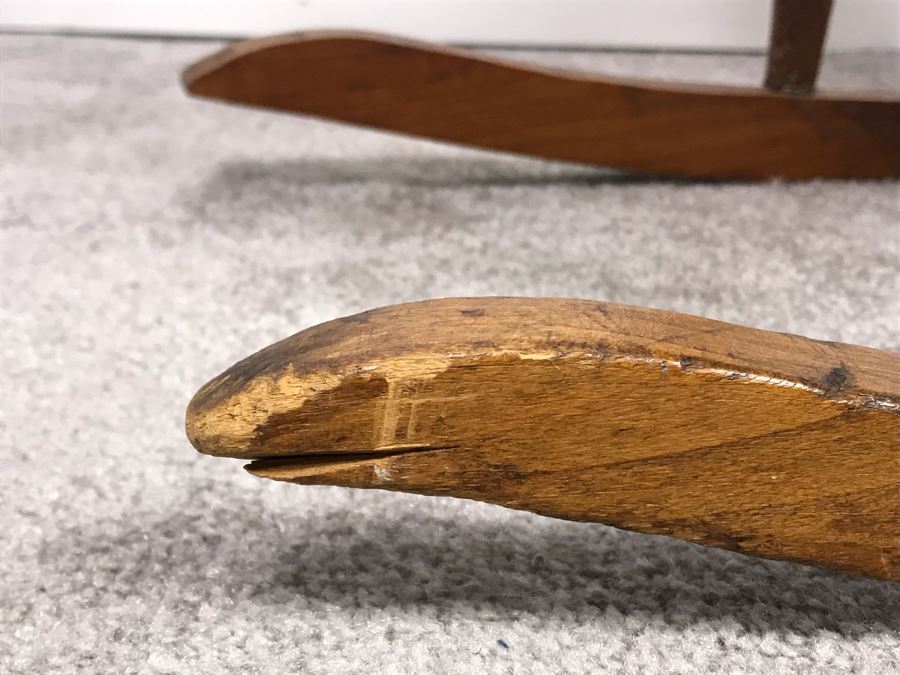 Antique Child's Doll Oak Rocking Chair With Cane Seat [Photo 10]