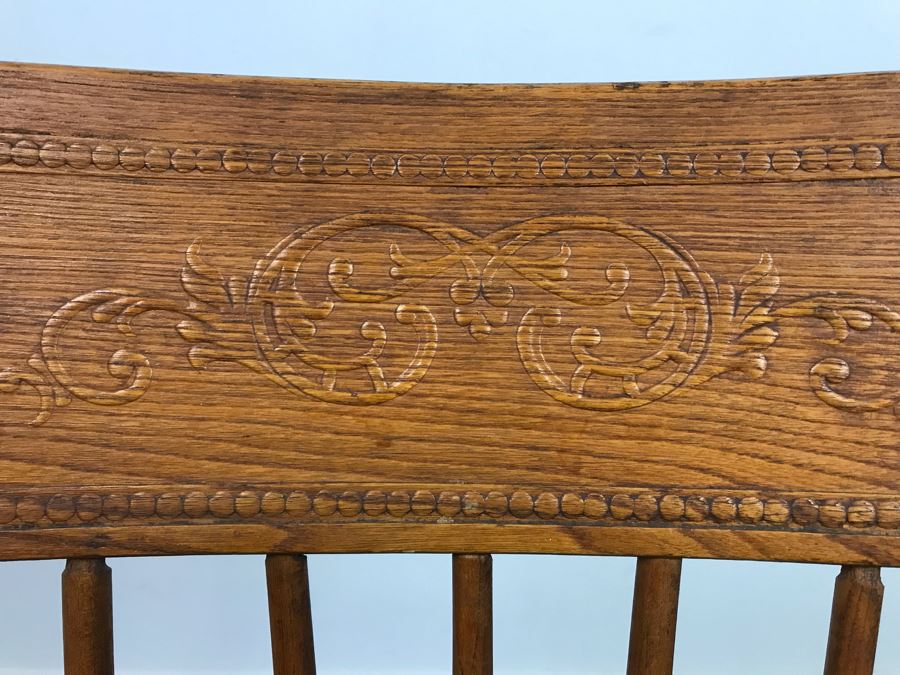 Antique Child's Doll Oak Rocking Chair With Cane Seat [Photo 5]