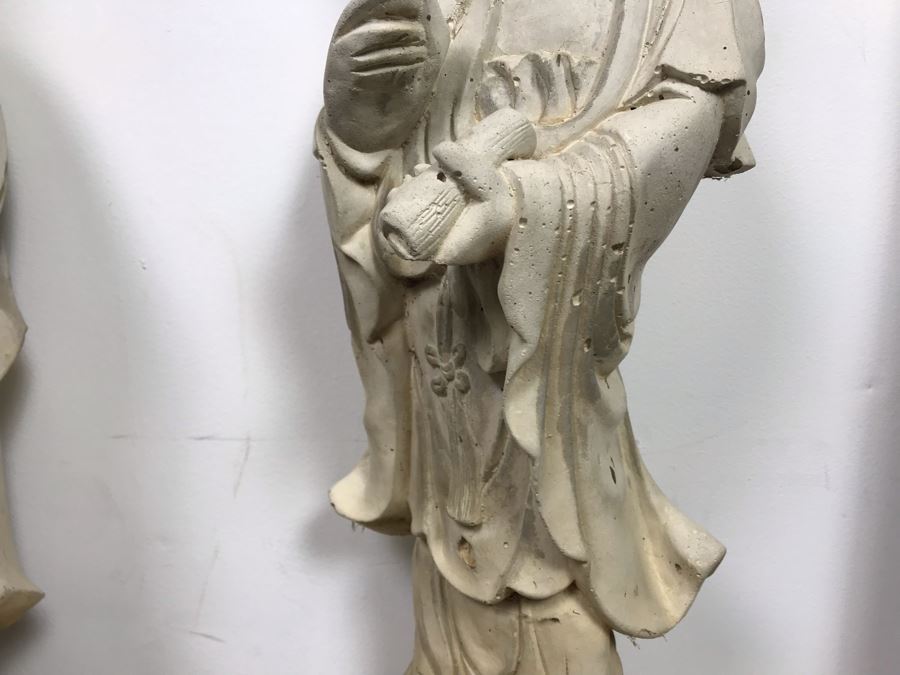 Pair Of Vintage Chinese Garden Statuary Statues 2'H