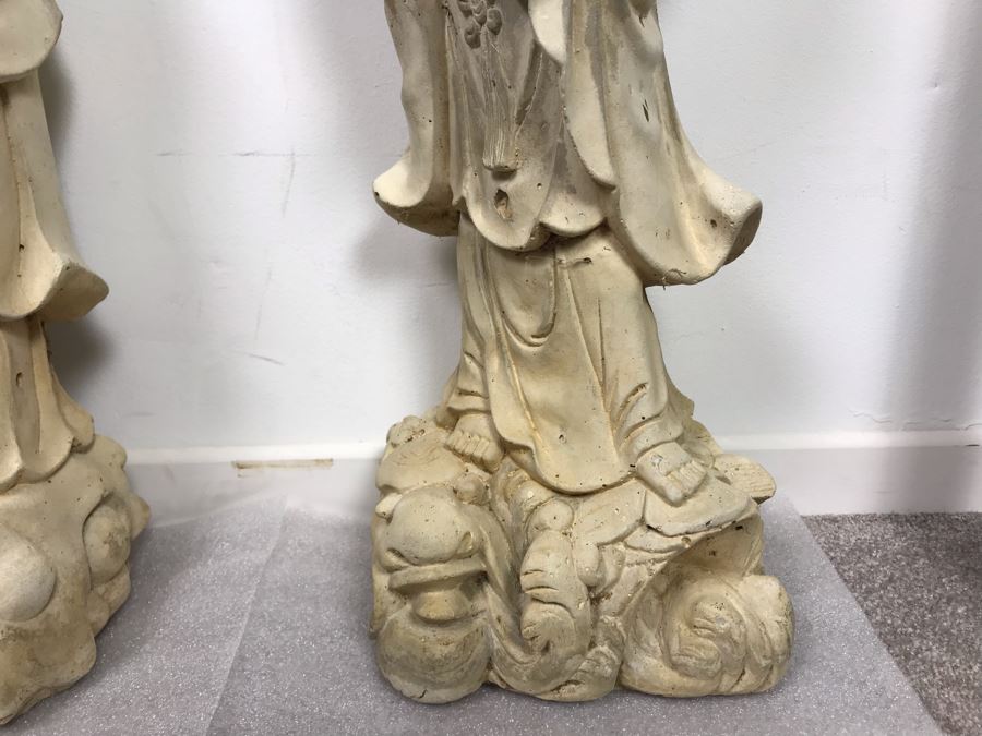 Pair Of Vintage Chinese Garden Statuary Statues 2'H [Photo 12]