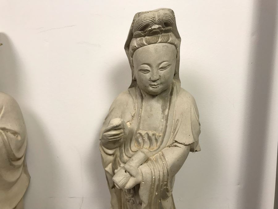 Pair Of Vintage Chinese Garden Statuary Statues 2'H