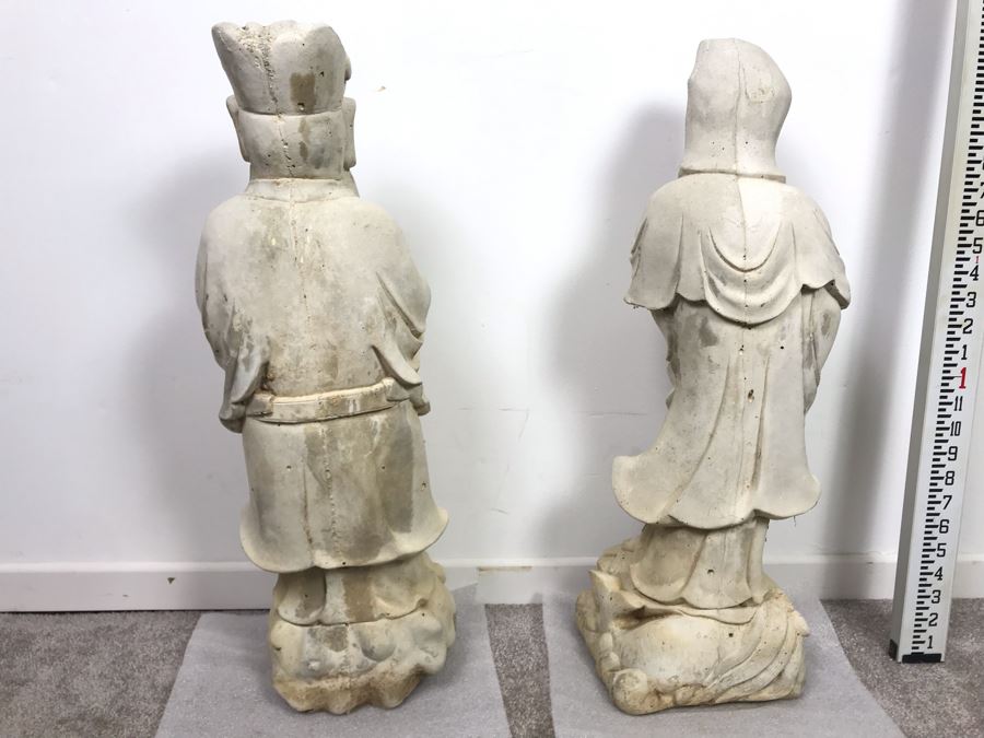 Pair Of Vintage Chinese Garden Statuary Statues 2'H